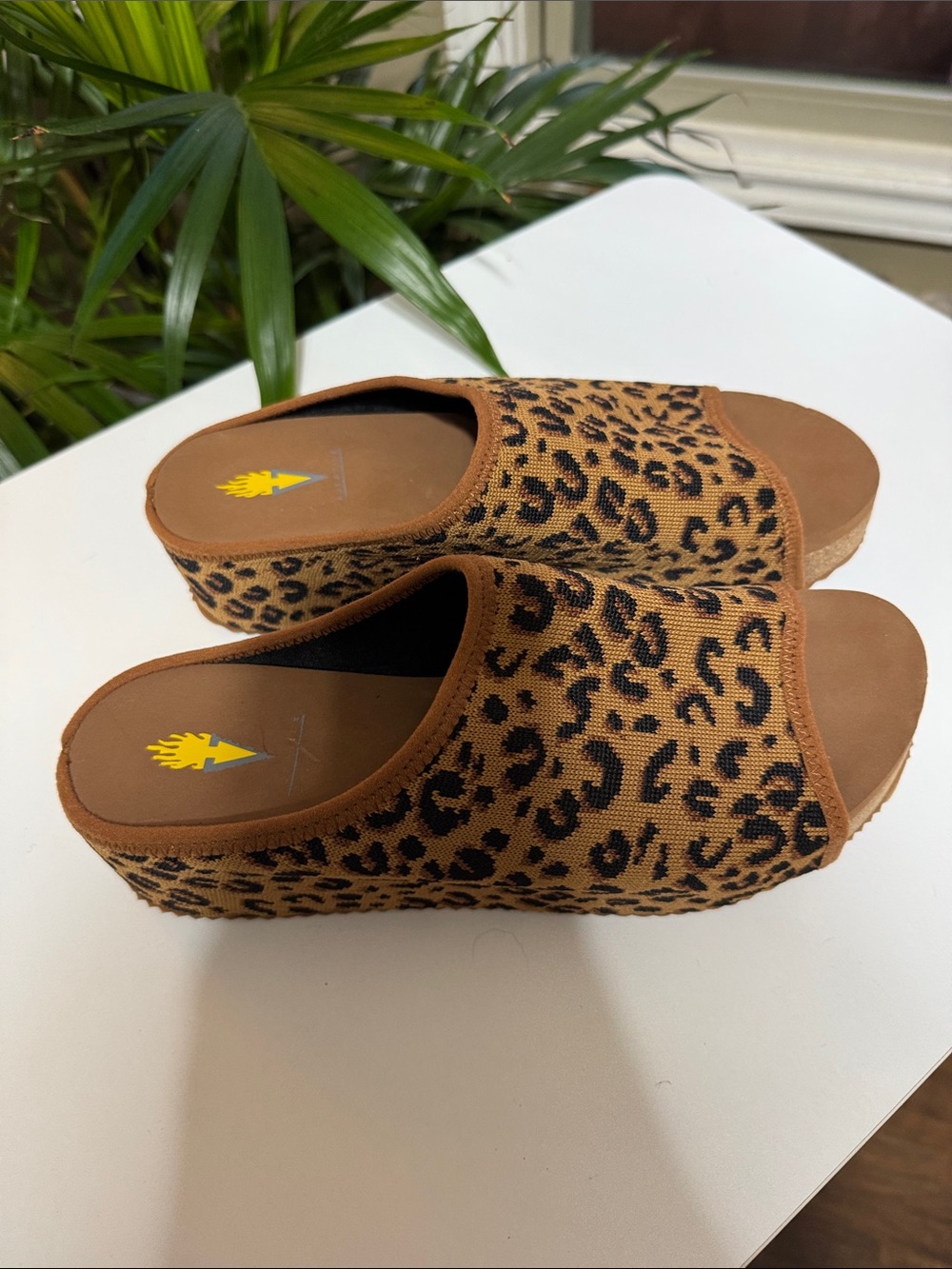 Volatile Leopard Print Slide Wedge Sandals - Tan/Black